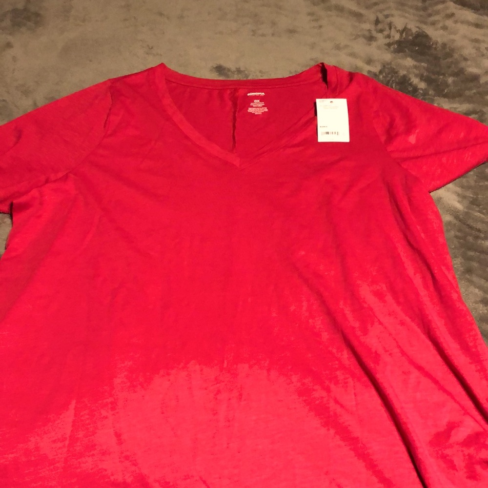 NWT Pink s-sleeve V neck T shirt, Sonoma sz 0X